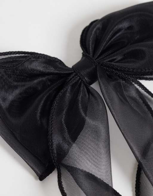 JJXX tulle bow hairclip in black, 3 of 3