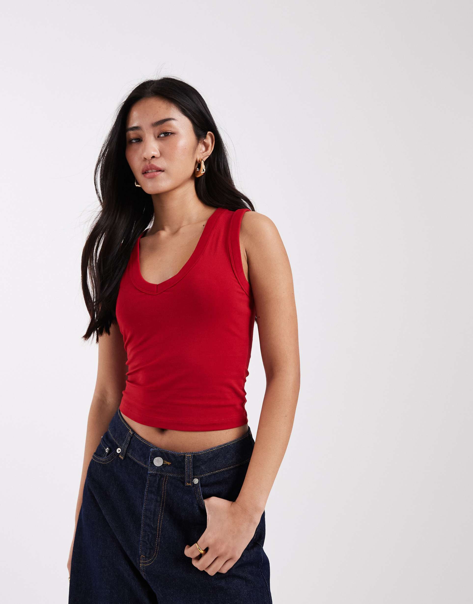 jjxx v-neck tank top in red