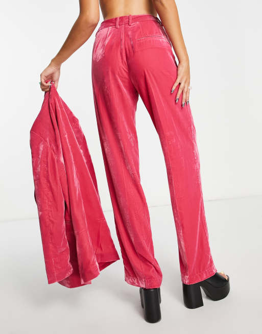 Buy Tabadtod Women's Magenta Pink Oversized Wide Leg Korean Pants