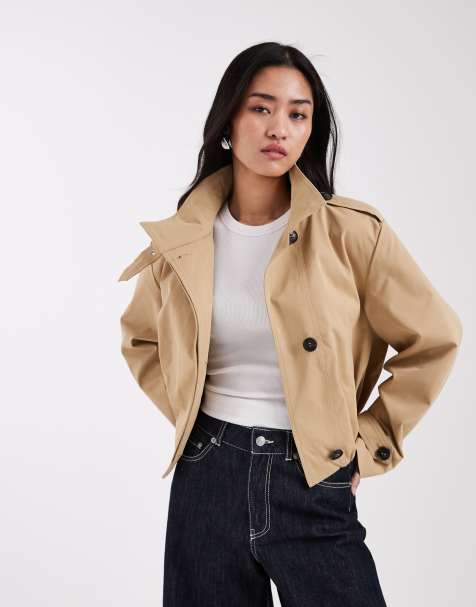 JJXX - Veste courte style trench à col montant - Beige - view 1
