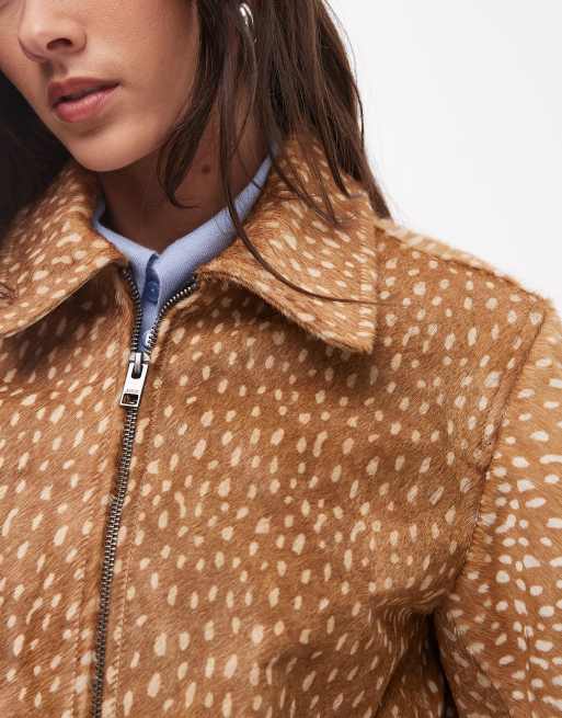 JJXX - Veste d'ensemble en cuir façon poulain à imprimé cerf, 3 de 4