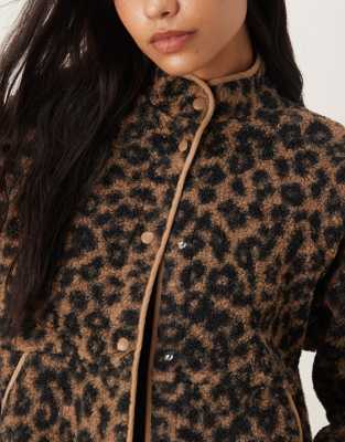 Veste Blazer Myrtle à Motif Léopard Kaki : Veste Femme : Le Temps Des Cerises