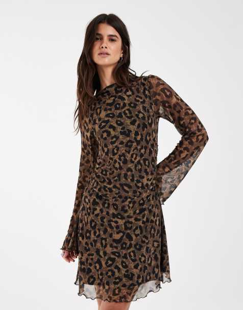 JJXX - vestido mini de manga ancha con estampado de leopardo - view 1