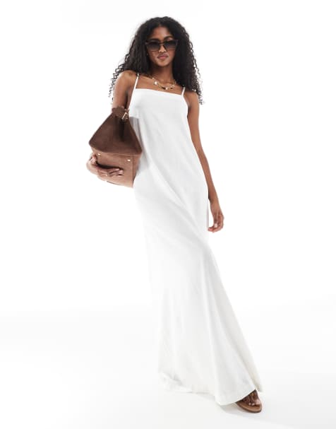 JJXX - Vestito lungo in misto lino color crema - view 1