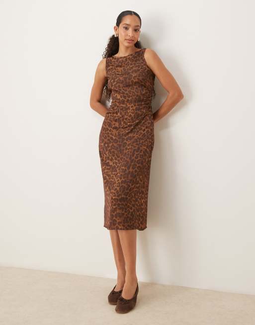 JJXX - Vestito midi in raso leopardato multicolore