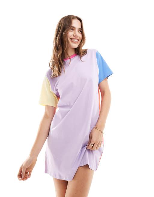 JJXX - Vestito T-shirt oversize color block viola