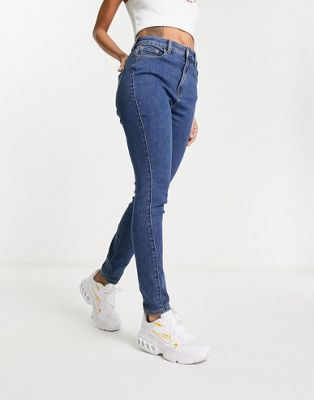 JJXX Vienna high waisted skinny jeans in mid blue
