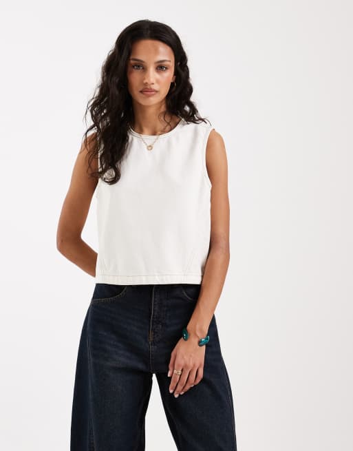 JJXX – Vit, kort jeanstopp med spänne baktill, del av set, 2 av 4