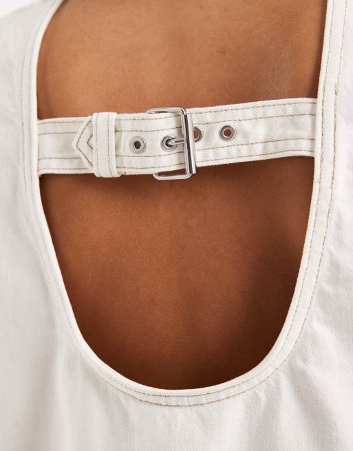 JJXX – Vit, kort jeanstopp med spänne baktill, del av set, 4 av 4