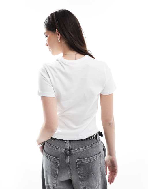 JJXX – Vit, kort t-shirt med blått blomtryck, 2 av 4