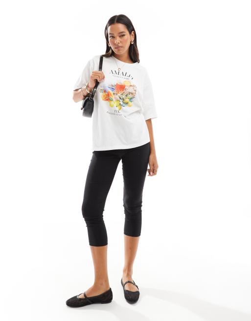 JJXX – Vit t-shirt i oversize med Amalfi-tryck framtill, 2 av 4