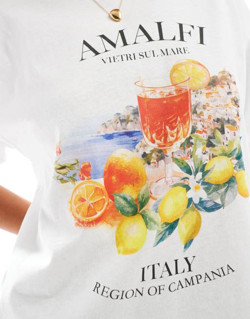 JJXX – Vit t-shirt i oversize med Amalfi-tryck framtill, 3 av 4