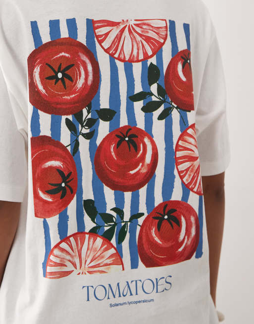 JJXX – Vit t-shirt i oversize med tomattryck baktill, 4 av 4