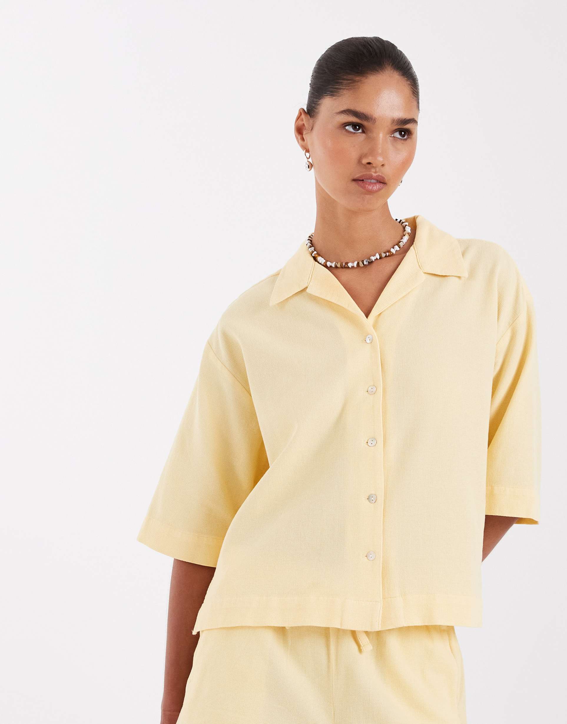 jjxx waffle knit shirt in yellow - part of a set