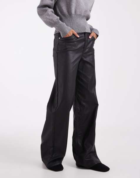JJXX wide fit high waisted pant in black - view 1