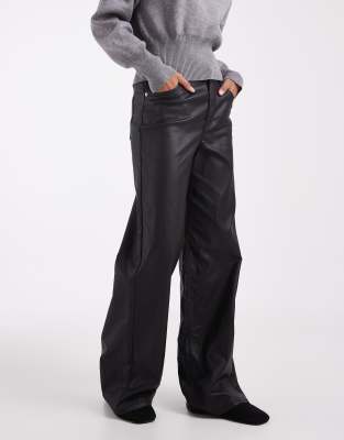 Jjxx Wide Fit High Waisted Trouser In Black