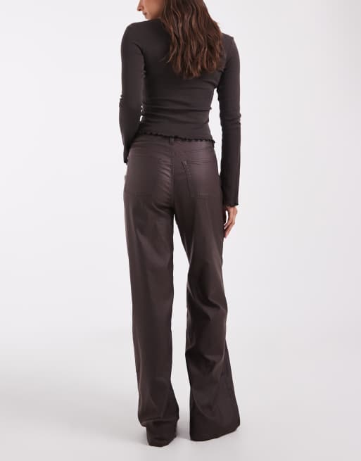 JJXX wide fit high waisted trouser in brown, 2 of 5