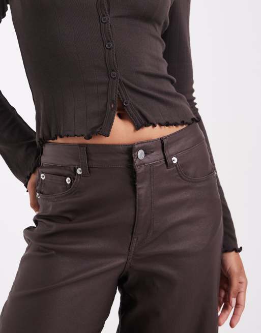 JJXX wide fit high waisted trouser in brown, 3 of 5