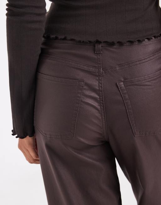 JJXX wide fit high waisted trouser in brown, 4 of 5
