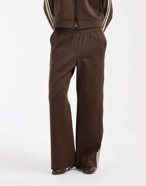 JJXX wide fit pants with stripe detail in brown, 3 of 5
