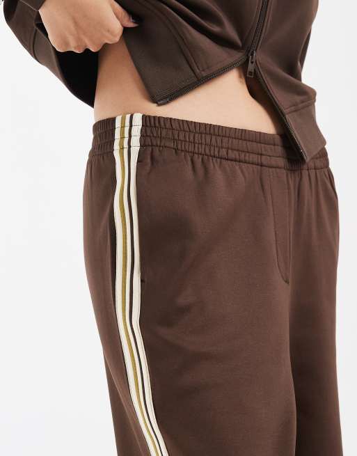 JJXX wide fit pants with stripe detail in brown, 4 of 5