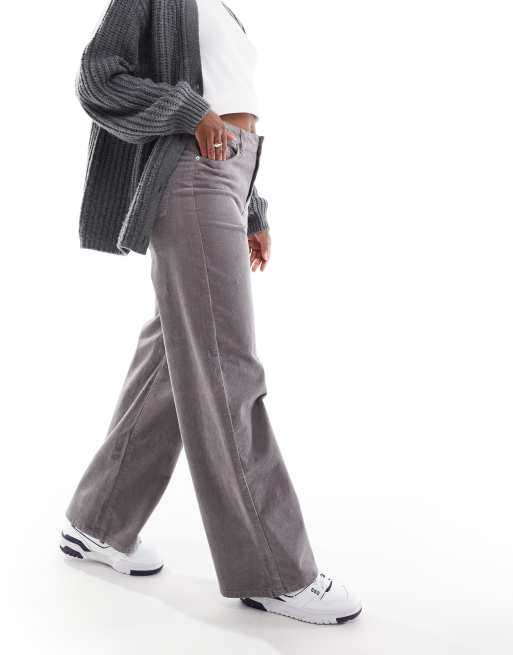JJXX wide leg cord pants in gray