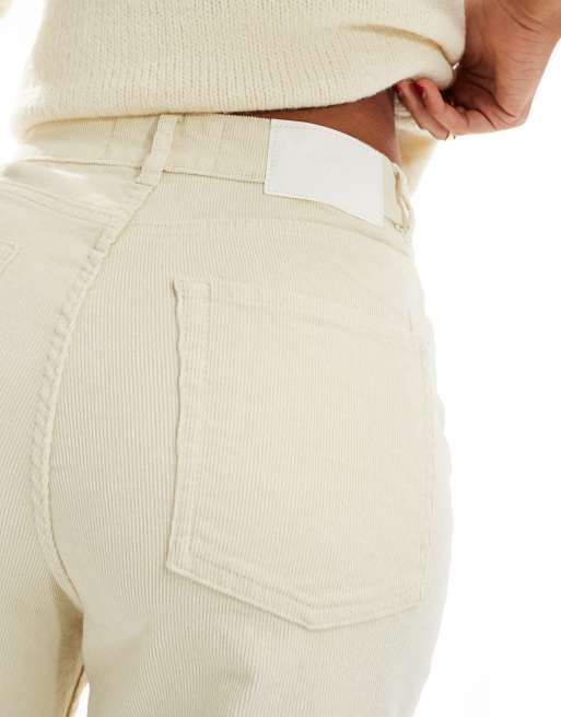 JJXX wide leg cord trouser in cream ASOS