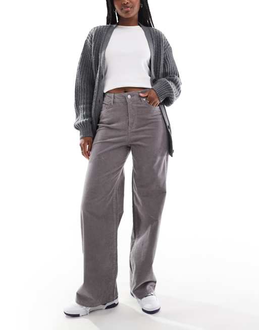 JJXX wide leg cord trouser in grey, 4 of 5