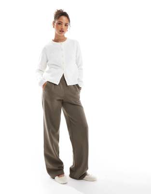 wide leg sweatpants in khaki-Brown