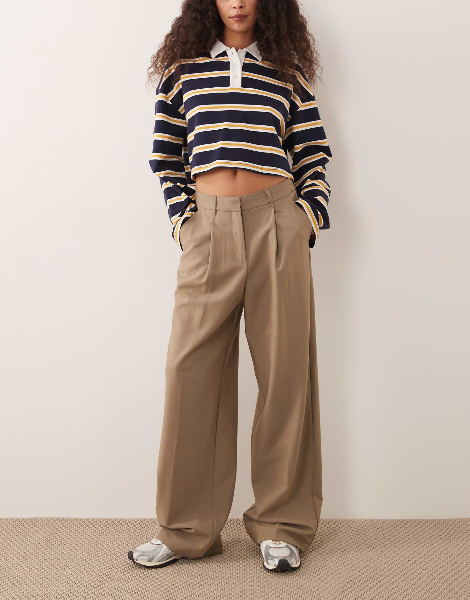 jjxx wide leg tailored pants in beige