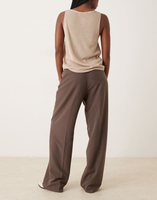 JJXX wide leg tailored pants in brown | ASOS