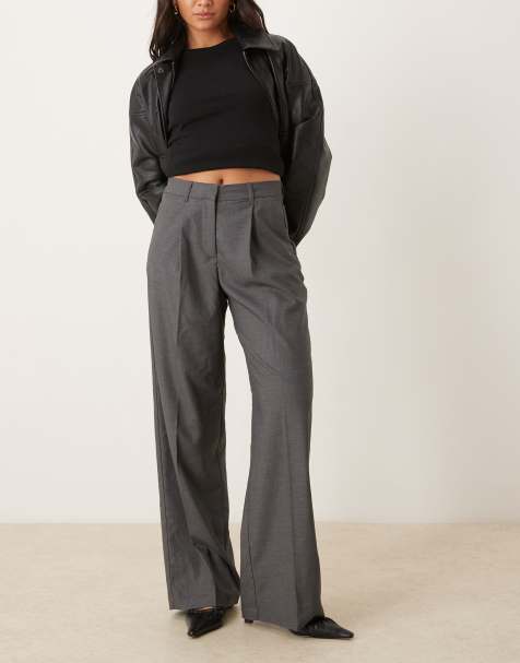 JJXX wide leg tailored pants in dark grey - view 1