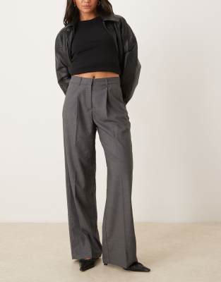 JJXX JJXX wide leg tailored trouser in dark grey