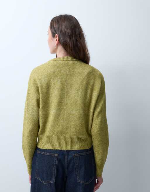 JJXX wool blend knitted cardigan in olive, 4 of 4
