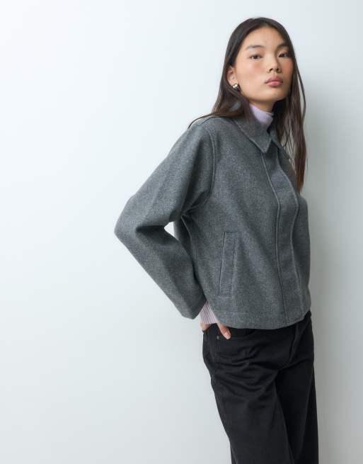 JJXX wool look short jacket in grey, 3 of 5