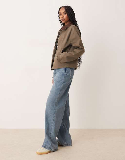 JJXX workwear barn jacket in brown with cord collar