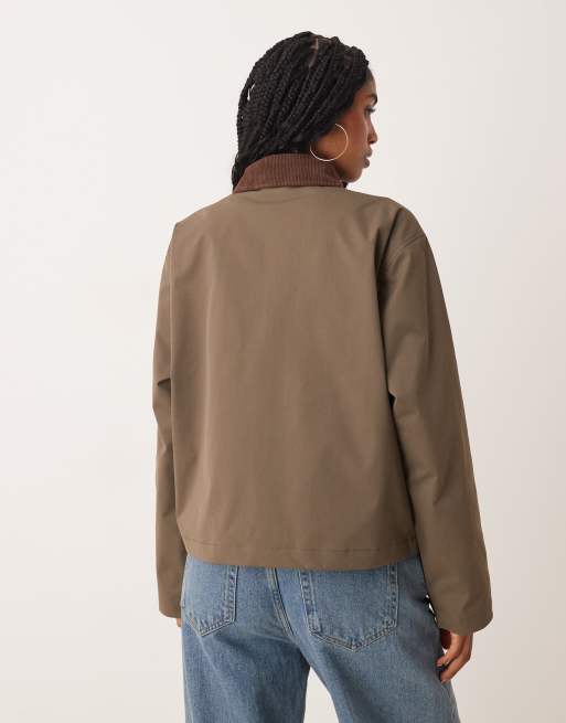 JJXX workwear barn jacket in brown with cord collar