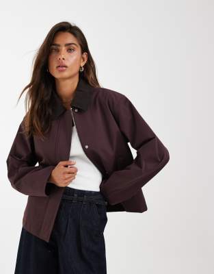 Jjxx Workwear Barn Jacket With Cord Collar In Red