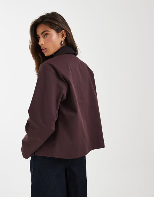JJXX - Workwear - Chaqueta burdeos oscuro estilo campero con solapas de pana, 4 de 4