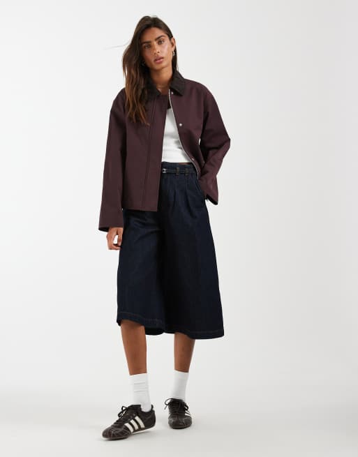 JJXX - Workwear - Mørk bordeaux jakke med fløjlskrave, 2 af 4