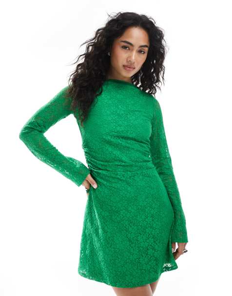 JJXX lace mini dress in green