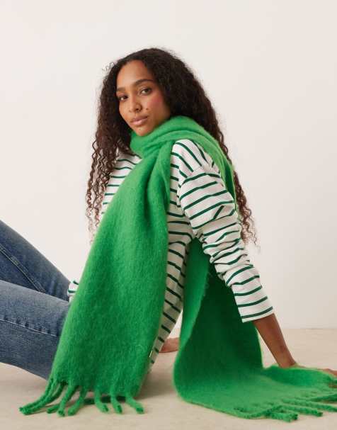 JJXX tassle scarf in green