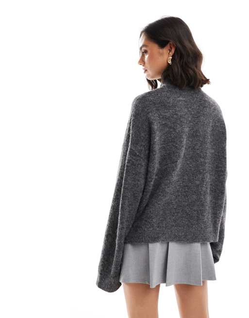JJXX zip cardigan in dark grey melange