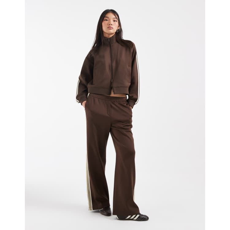 JJXX zip up jacket with striped detail in brown - part of a set | ASOS