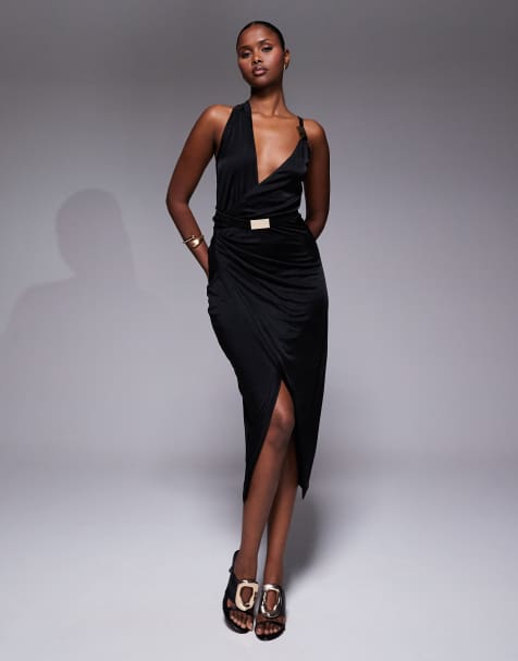 JLUXLABEL - Anniversary - Robe longueur mollet à ceinture - Noir - view 1