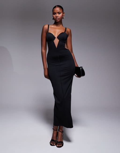 JLUXLABEL Enchantment bustier maxi dress in black