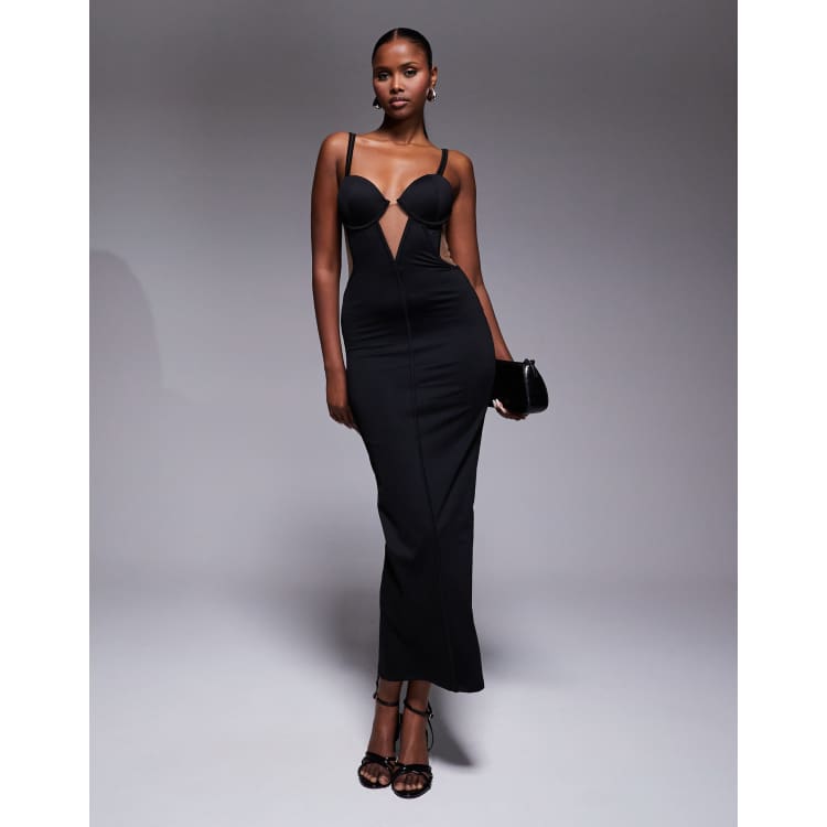 JLUXLABEL Enchantment sheer mesh paneling strappy bustier maxi