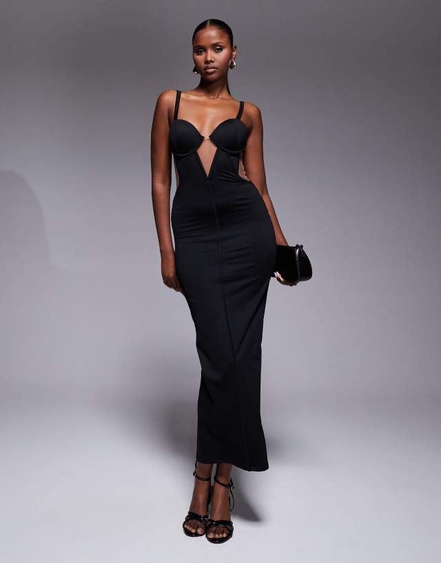 JLUXLABEL Enchantment sheer mesh paneling strappy bustier maxi