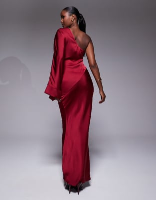 Jluxlabel Femme Asymmetric Drape Maxi Dress In Red
