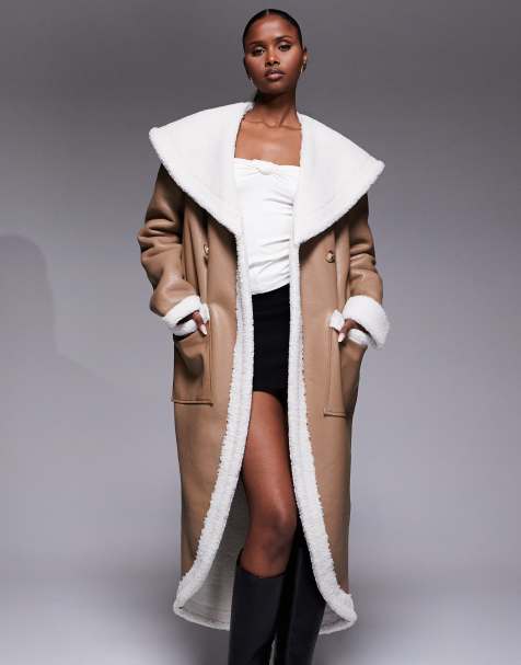 JLUXLABEL - Jaida - Cappotto oversize double-face con colletto teddy beige e bianco - view 1